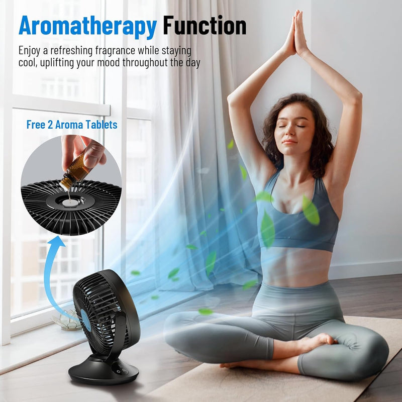 12000Mah Rechargeable Desk Fan,Portable Air Circulator Fan-6 Speeds,Timing, 360° Tilt,90° Oscillating Table Fan,Small Quiet Cooling Fan for Bedroom Home Office Outdoor Battery Operated Fan