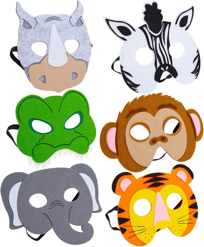 BLUE PANDA 12 Pack Felt Animal Masks for Kids, Jungle Safari Party Favors for Birthday (7X7.2 In)