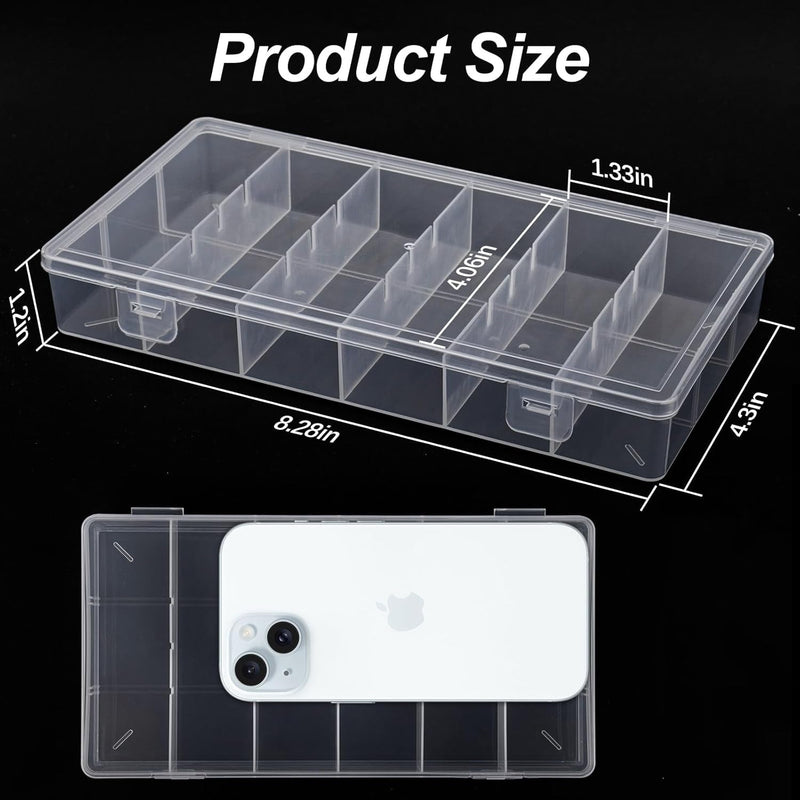 Clear Visible Plastic Storage Box Cosmetic Tools Storage Box Makeup Tools Fishing Tackle Accessory Box Organizer Jewelry Screws Hardware Accessories Organizer Box (2Pack)