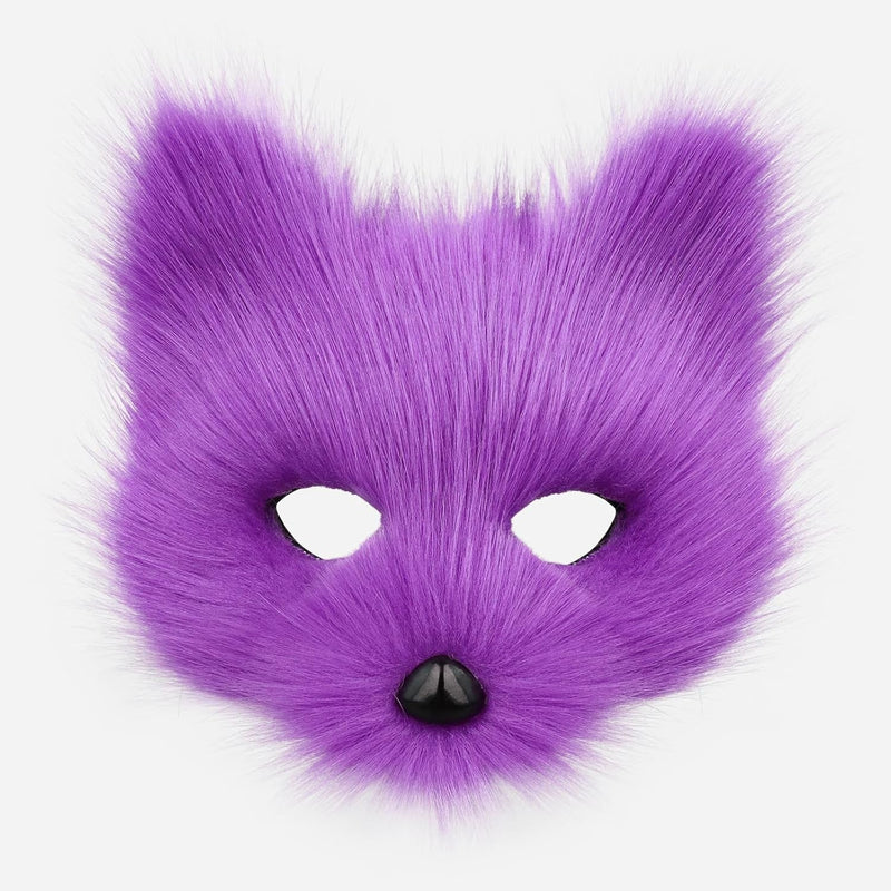 Animal Fox Wolf Mask Halloween Party Cosplay Costumes Props Plush Cat Half Face Masks Carnival Christmas Masquerade