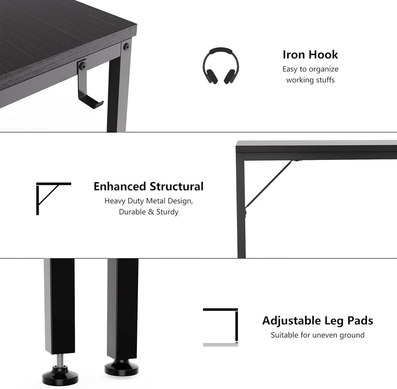 HOMIDEC Office Desk, Computer Desk with Drawers 47" Study Writing Desks for Home with Storage Shelves, Desks & Workstations for Home Office Bedroom