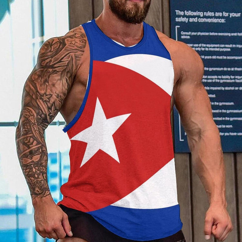 Cuba Flagtank Top Sleeveless T Shirt Bodybuilding Fitness Muscle Tee for Men