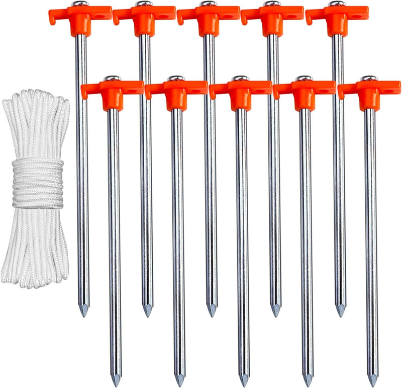 ABCCANOPY Tent Stakes Camping Tent Stakes, 10Pc-Pack (Orange)