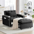 Fauteuil convertible en lit, canapé-lit moderne en velours avec ports USB et porte-gobelets, fauteuil de salon simple à dossier réglable avec support de téléphone pour salon chambre, gris foncé