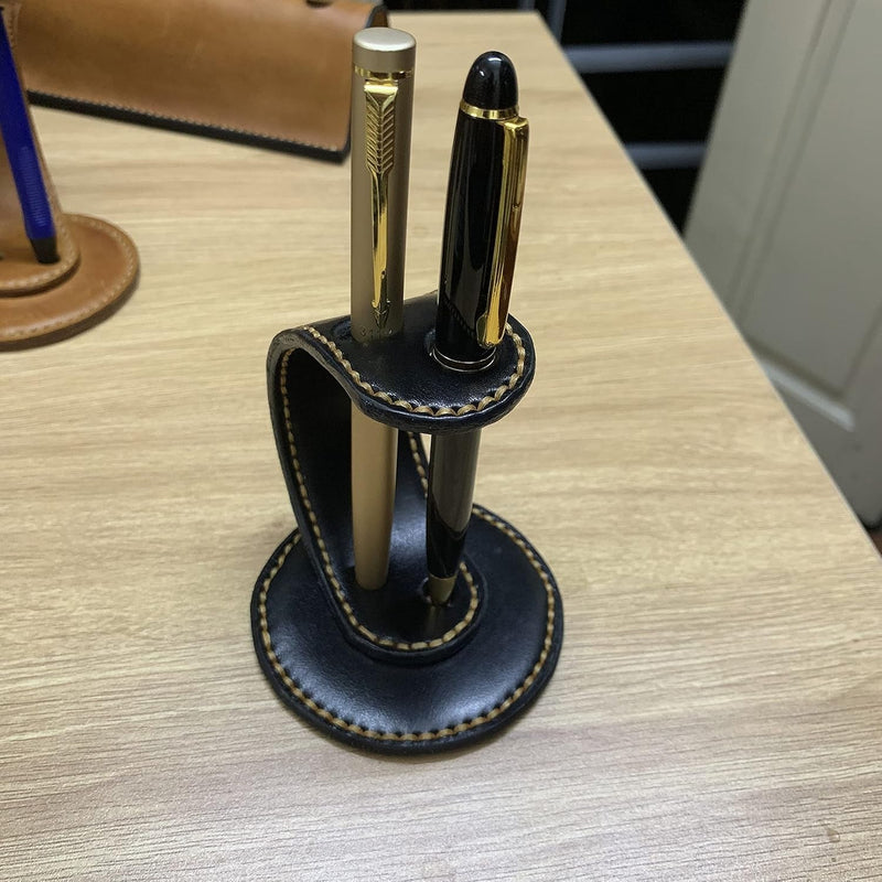 Black Leather Pen Holder, Leather Desk Pen Holder, Leather Pen Stand for Desk, Gift for Boss, Office Pen Stand Supplies Accessories