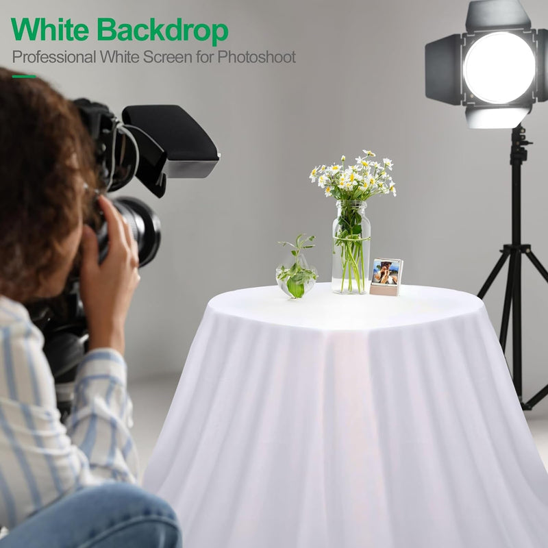 EMART 8.5X10Ft White Photo Backdrop for Photography, Large Plain White Drapes Party Background Curtain | Polyester Fabric | White Screen Sheet Video Studio Portrait Photoshoot Parties