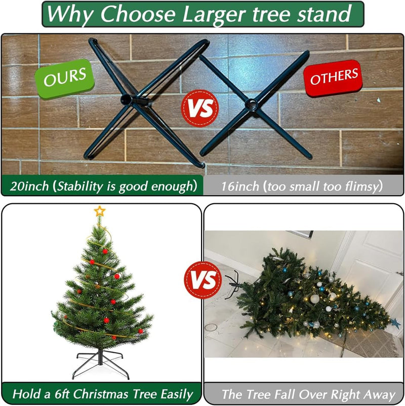 20 Inches Christmas Tree Stand for Artificial Trees,Bold Upgraded Version Base Metal Xmas Tree Folding Replacement Holder, Folding Christmas Tree Base for 3—10 Ft Artificial Trees