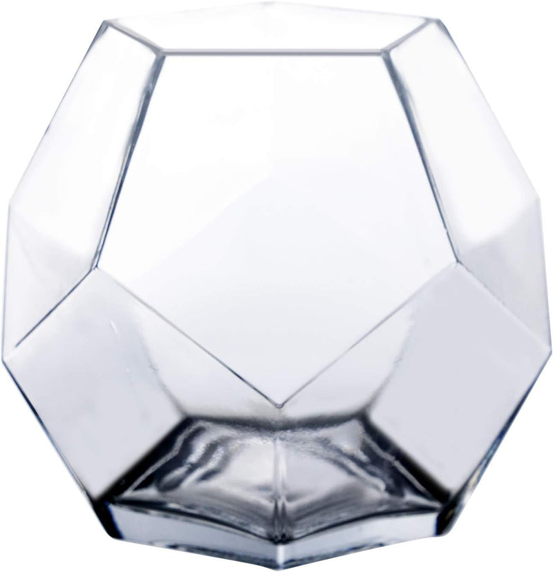 CYS EXCEL 7" Clear Glass Geometric Terrarium Bowl | Prism Honeycomb Plant Vase | Hexagon Design Candle Holder Container