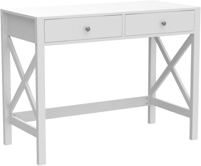 Edmaxwell Wiberwi Home Office Desk with Drawers White Modern Writing Computer Desk, Small Makeup Vanity Table Desk for Bedroom, Study Table for Home Office