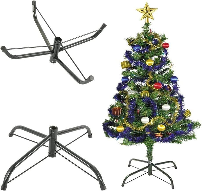 Christmas Tree Stand (17In/43Cm) Metal Christmas Tree Base, Universal Christmas Tree Legs Replace, Center Inner Diameter 2.4Cm, Tree Stand for 3-8 Ft Christmas Tree (Green)