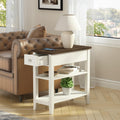 Choochoo Side Table Living Room, Narrow End Table with Drawer and Shelf, 3-Tier Sofa End Table for Small Space, Black