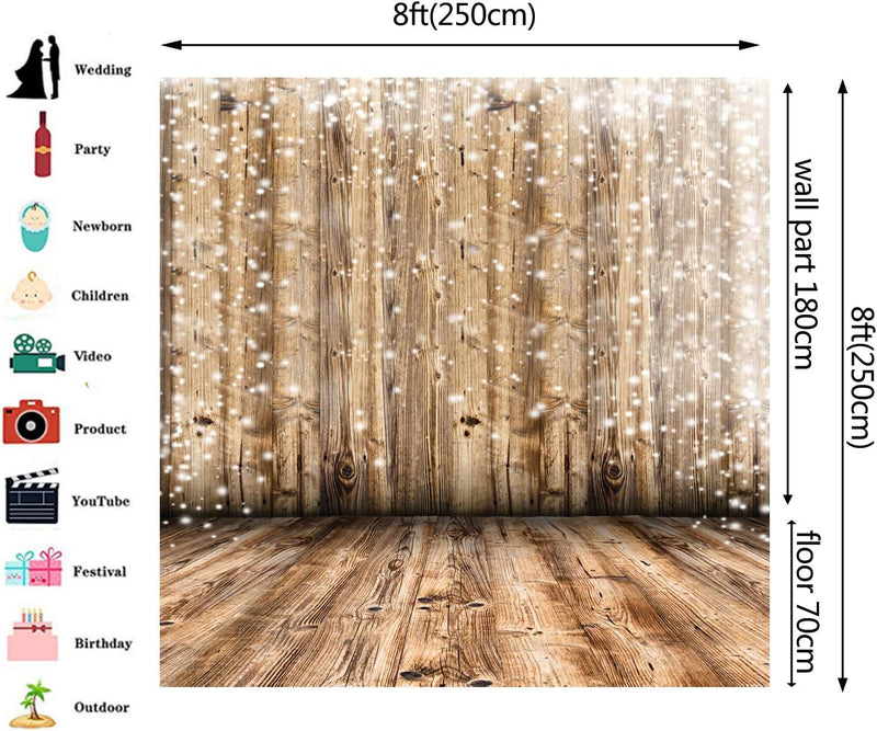 8X8Ft Seamless Wood Vinyl Photography Background Wooden Floor Wedding Backdrop Photo Studio Props XT-2661