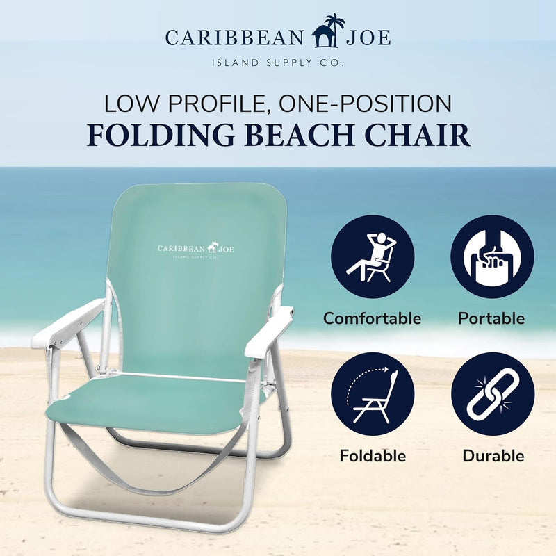 CARIBBEAN JOE Folding Beach Chair, 1 Position Lightweight and Portable Foldable Outdoor Camping Chair with Carry Strap