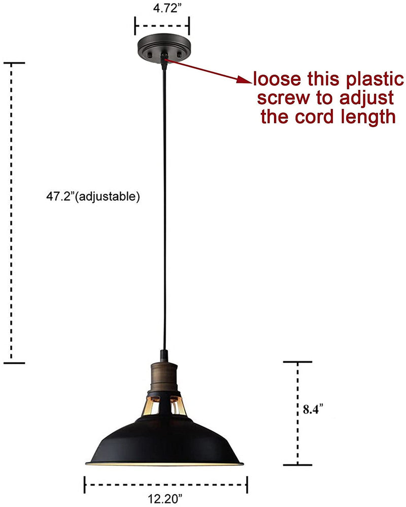 CLAXY Ecopower Industrial Barn Mini Metal Pendant Light 1 Light Hardwired for Kitchen Loft Restaurant Bar