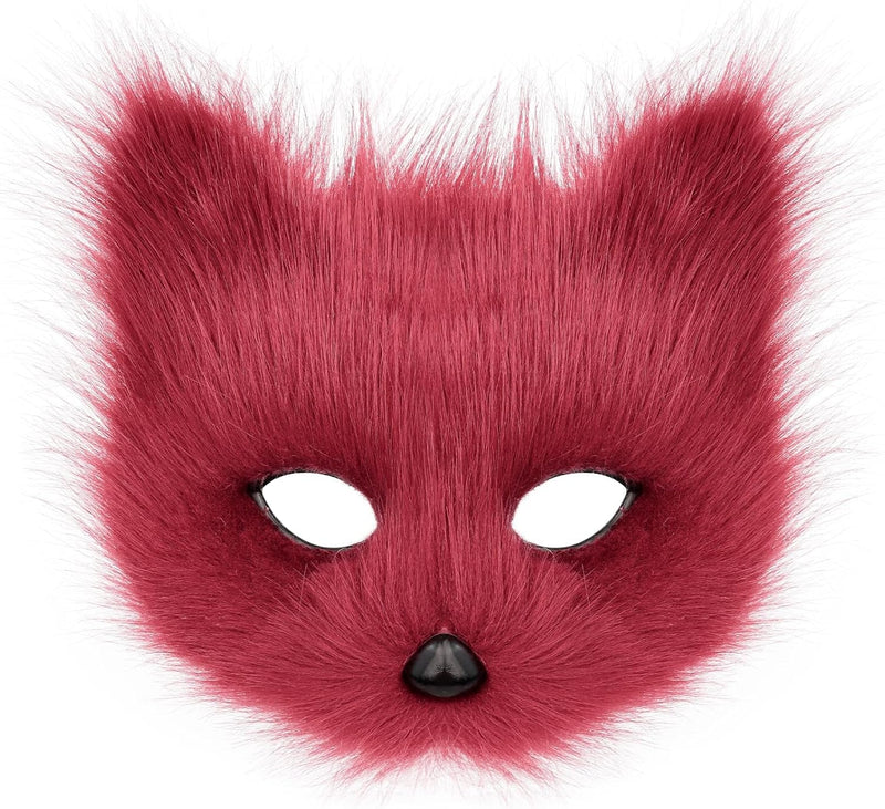 Animal Fox Wolf Mask Halloween Party Cosplay Costumes Props Plush Cat Half Face Masks Carnival Christmas Masquerade