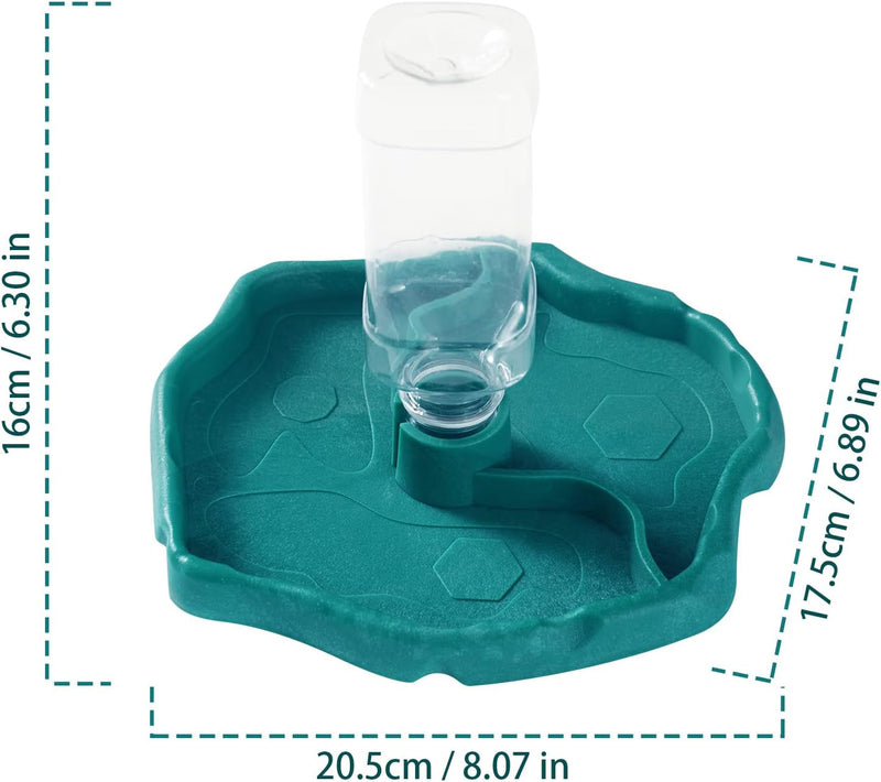 2 in 1 Reptile Water Dish & Food Dish with Bottle, Automatic Refilling Water Bowl for Tortoise Hermit Crab Turtle Bearded Dragon Lizard Gecko Frog, Large Reptiles Feeding Dispenser(Blue)