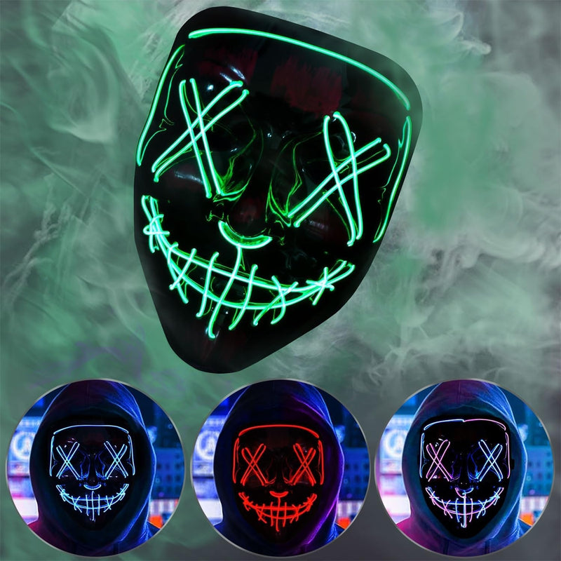 BOMLY Halloween Purge Mask Light up Scary Mask EL Wire LED Mask for Festival Party Gifts