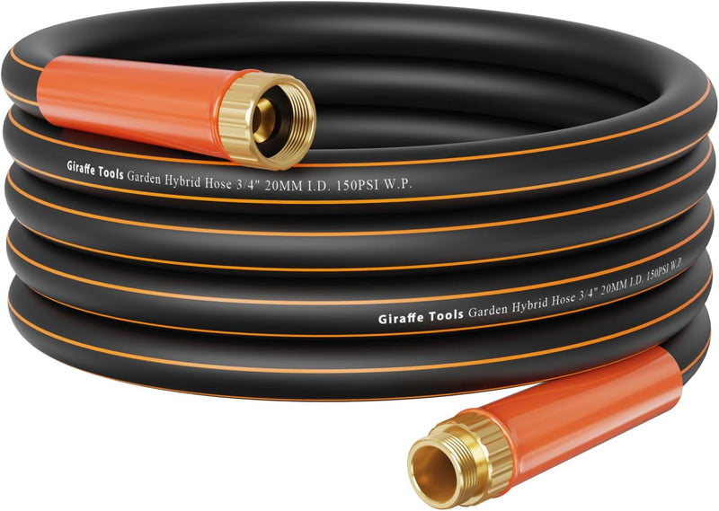 Giraffe Tools Garden Hose 75Ft X 5/8", Water Hose Heavy Duty, Flexible, Lightweight Hybrid Hose with Swivel Handle, Male to Female Fittings, Burst 600 PSI