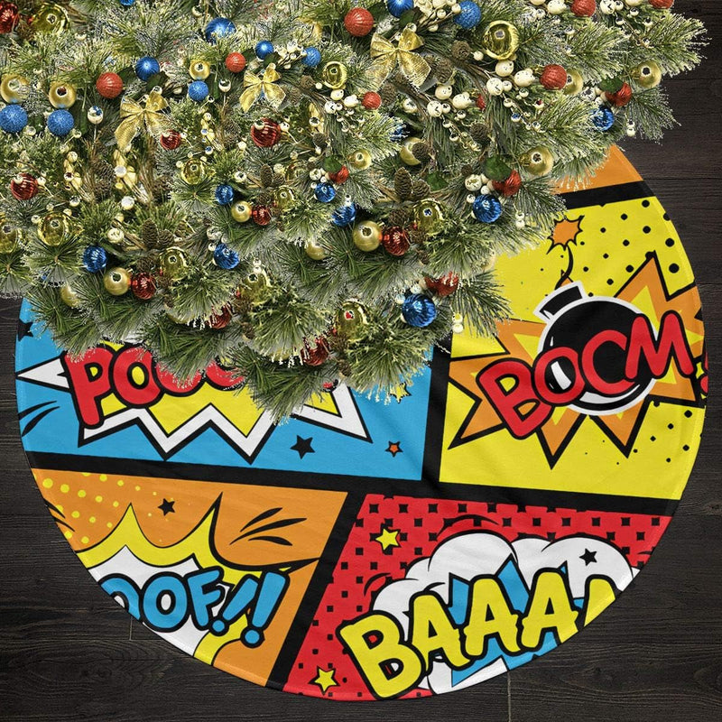 Comic Graffiti Boom Christmas Tree Skirt Xmas Holiday Decoration