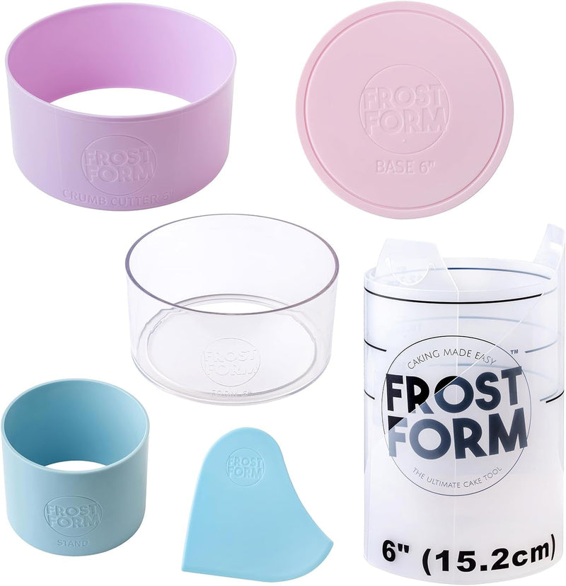 Frost Form - Starter + Kit (6 Inch) 7-Piece Set | Professional-Quality, Food-Grade Plastic | Perfectly Straight Cakes | Beginners and Pros | Cake Decorating Kit