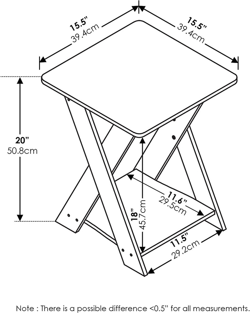 FURINNO Modern Simplistic Criss-Crossed End Table, French Oak Grey