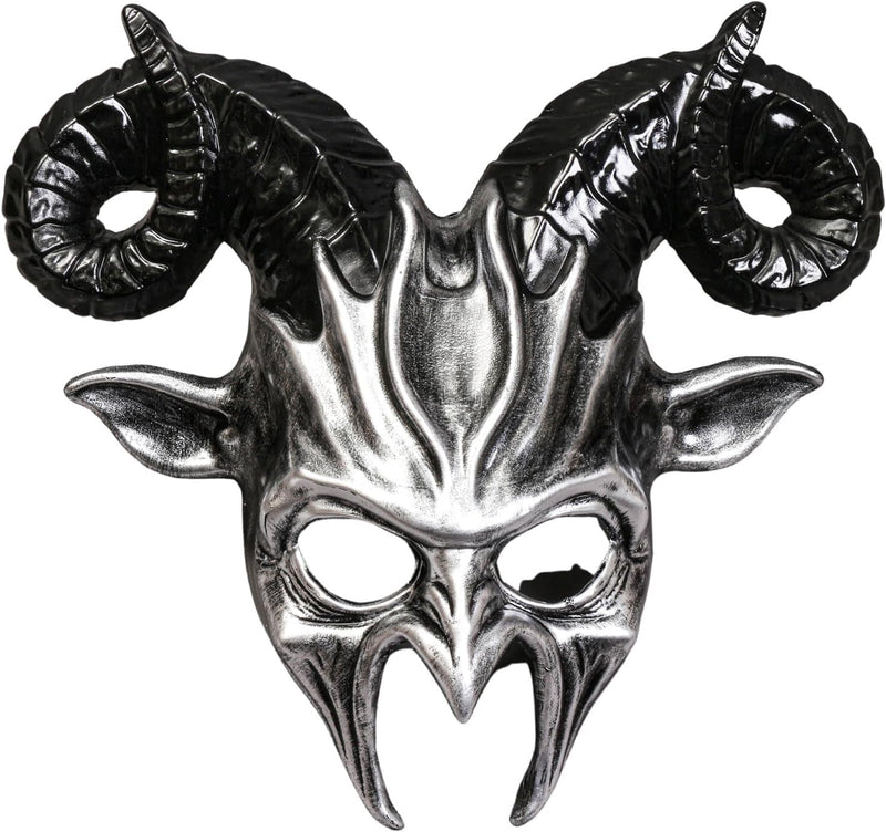 Black Ram Krampus Horns Masquerade Mask Halloween Costume for Adult