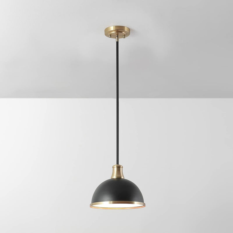 Globe Electric 60474 Beckett 1-Light Pendant, Matte Black, Matte Brass Accents