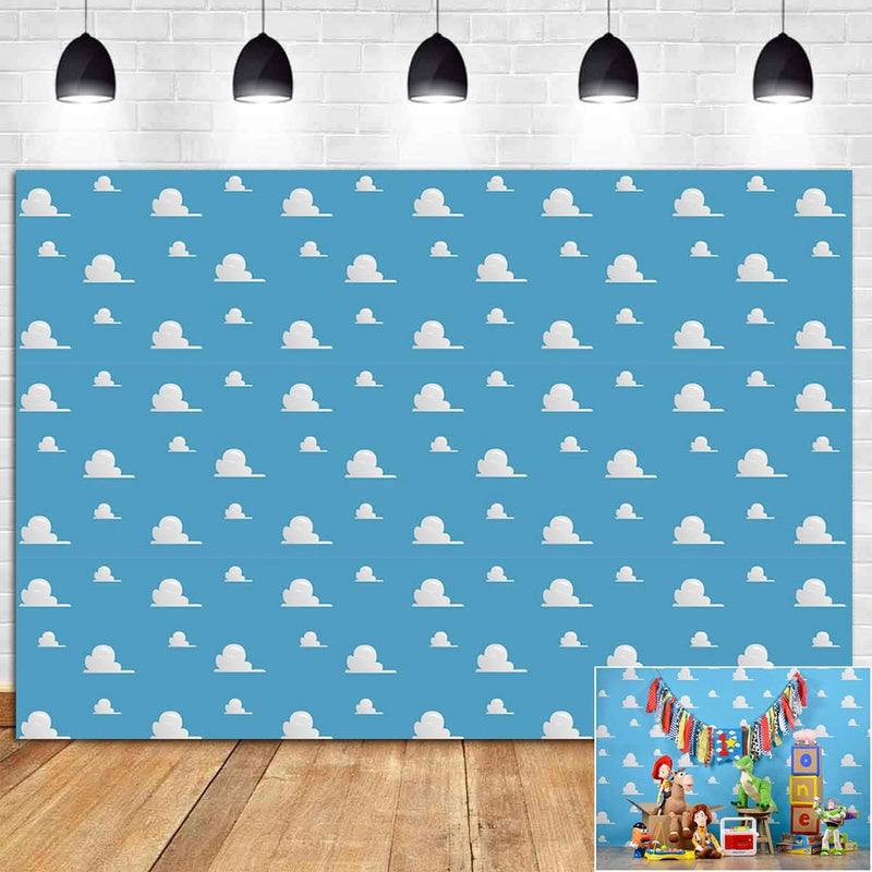 7X5Ft It'S a Boy Story Themed Birthday Party Photography Backdrops Blue Sky White Clouds Baby Shower Photo Background Kids Hero Photo Booth Studio Props Vinyl