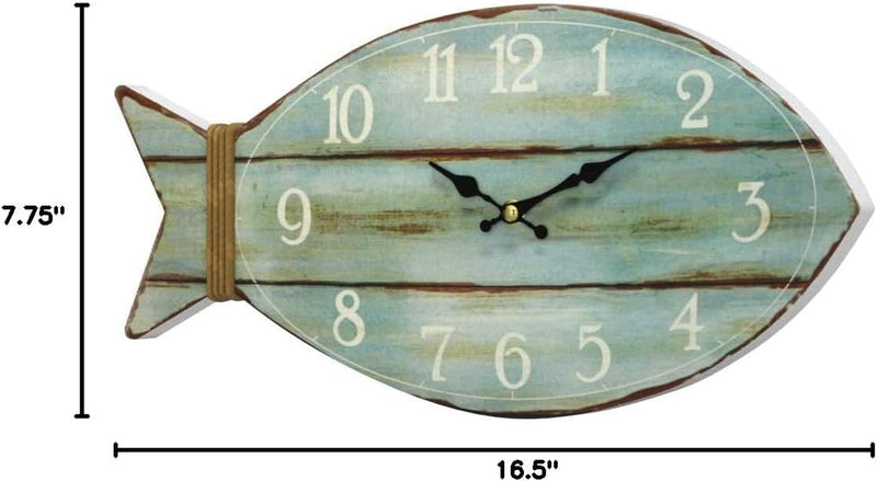 Fish Beach Wall Clock Silent Non-Ticking Wooden Wall Clocks Ocean Sea Theme