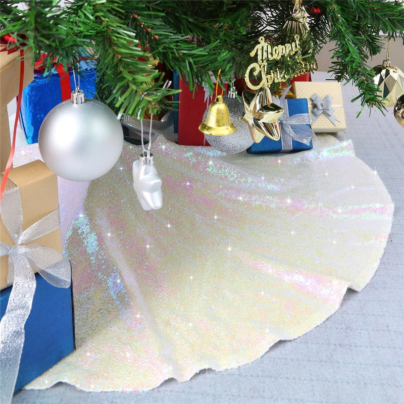 48 Inch Gold Xmas Tree Skirt Christmas Decorations Sequin Tree Skirt Cover New Year Party Indoor Holiday Tree Ornaments