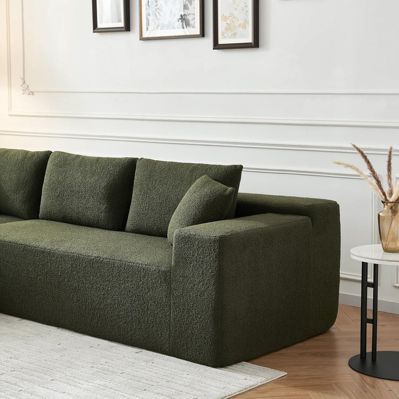 104.3''L Shaped Modular Sectional Sofa, 3-Seater Sofa with 2 Pillows, Mid Century Modern Convertible Couch, Chenille Fabric Corner Couch, Comfy Couch for Living Room, Home Furniture, Apartment, Green