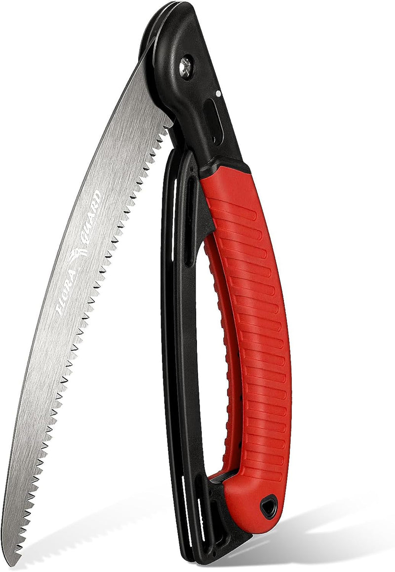 FLORA GUARD Folding Hand Saw, Camping/Pruning Saw with Rugged 7.7 Inch Blades Professional Folding Saw Razor Tooth Sharp Blade Solid Grip(Red)