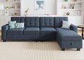 HONBAY Convertible Sectional Sofa L Shaped Couch with Storage Ottoman 4 Seat Sectional Sofa with Reversible Chaise, Dark Grey