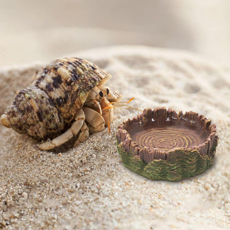 4 Pack Hermit Crab Water Dish Food Bowl, Resin Tree Trunk Reptile Feeding Bowls, Tank Aquarium Accessories for Bearded Dragon Leopard Gecko Lizard Tortoise Snail Toad Frog - 2.75 Inch in Diameter