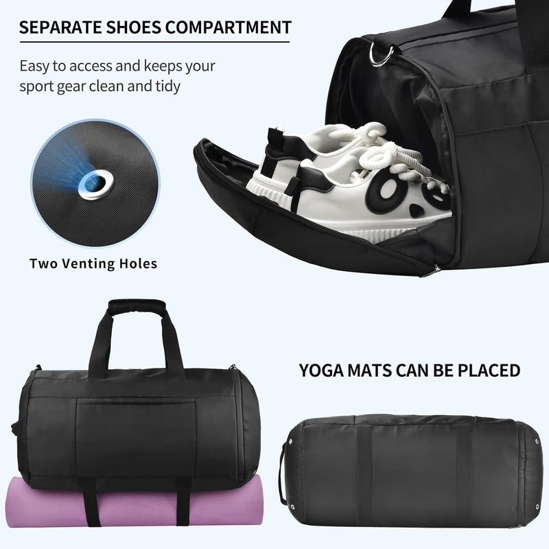 Enhanced Gym Bag with Shoe Compartment, Water-Resistant Duffle for Men & Women - Ideal for Workouts, Travel, & Sports