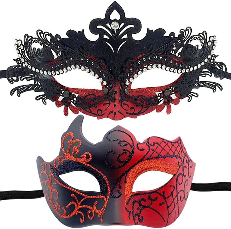 2 Pack Couples Masquerade Masks Gorgeous Venetian Metal Mask Halloween Costume Party Mask Mardi Gras Mask