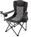 ARROWHEAD OUTDOOR Portable Folding Camping Quad Chair W/ 6-Can Cooler, Cup & Wine Glass Holders, Heavy-Duty Carrying Bag, Padded Armrests, Headrest & Seat, Supports up to 450Lbs, Usa-Based Support