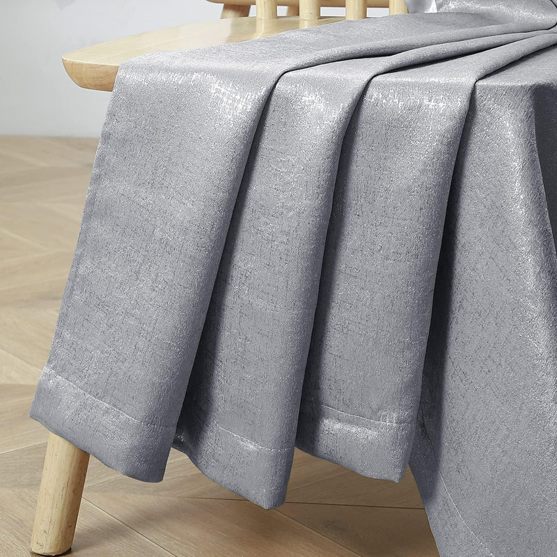 Bujasso Grey Metallic Room Darkening Window Curtains Luxury Silver Sparkle 75% Blackout Curtains 84 Inch Chic Glitter Gray Drapes for Living Room Bedroom Grommet Top 2 Panels,W52 Xl84