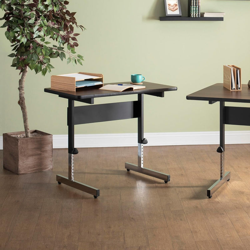 Calico Designs Adapta Desk - Height Adjustable Desk - 23"-33.5" - All-Purpose Standing Table for Home Office, Art, and More - Black/Walnut