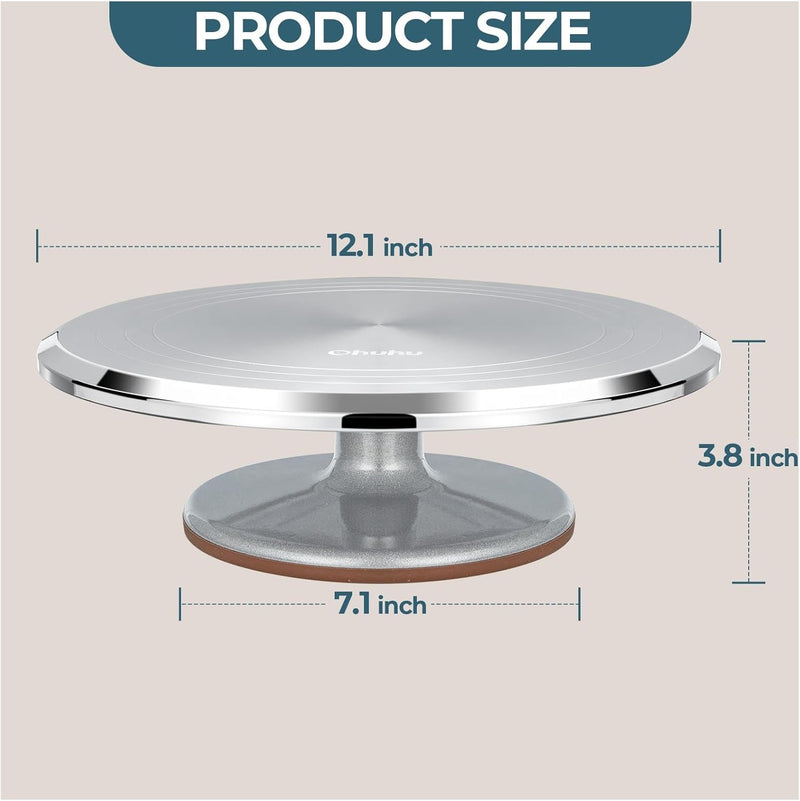 Cake Stand, Ohuhu Aluminium 12''Cake Turntable Decorating Bakery Supplies - Bpa-Free Frosting Spinner Rotating Revolving Lazy Susan