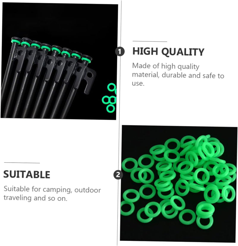 50Pcs Ground Nail Luminous Circle Camping Tent Rings Camping Accessories Tent Stake Fluorescent Ring D Ring Glow Accessories the Ring Tent Pegs Nail Ring Camping Rope Green Plastic