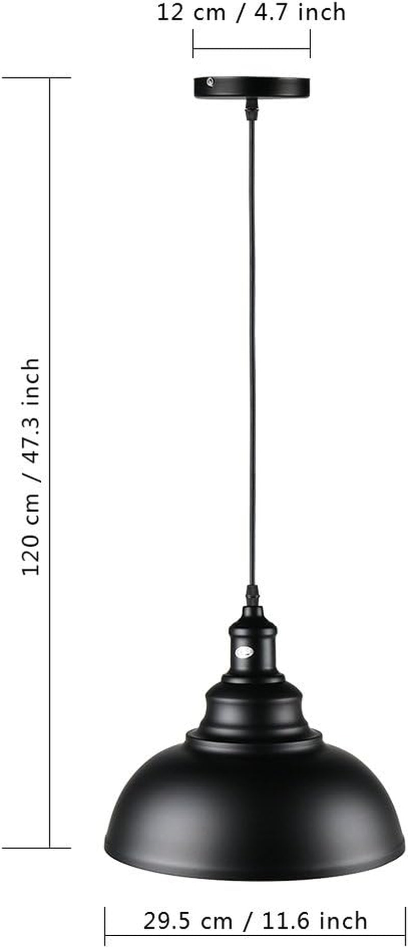 Black Pendant Light Dimmable, Industrial Hanging Lights Metal Barn Farmhouse Kitchen Lighting Edison Ceiling Mount Fixture, OLL466