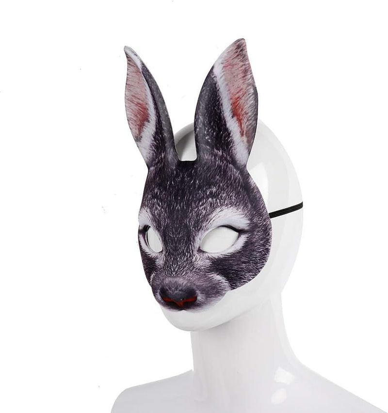 1Pcs Halloween Animal Mask Half Face Rabbit Ear Mask for Halloween Easter Costume Party Cosplay Props