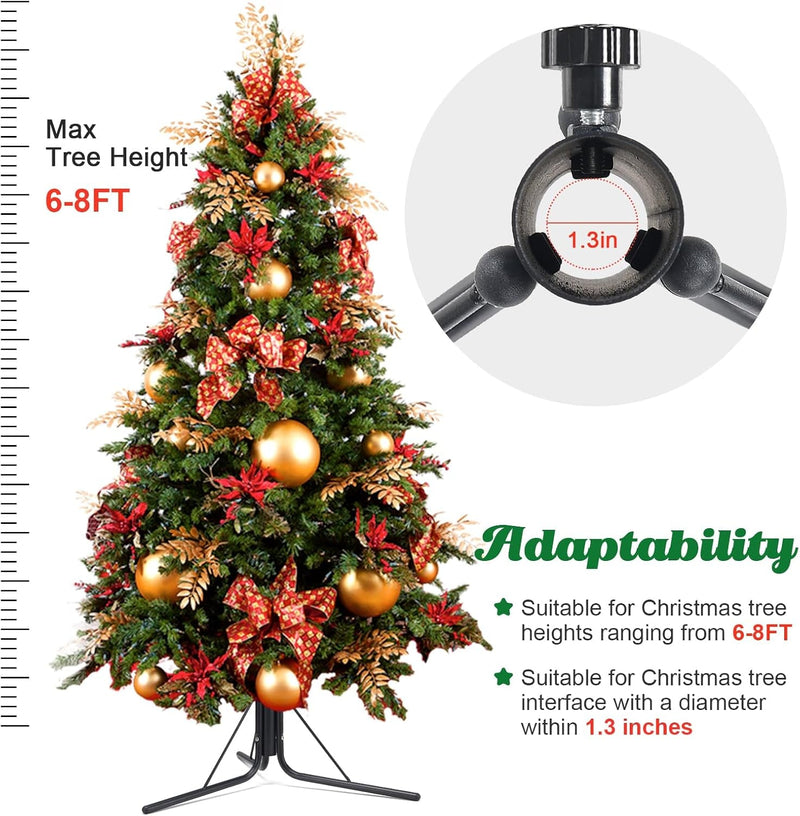 FLY HAWK Christmas Tree Stand, 1.3” Foldable Artificial Christmas Tree Metal Ornament Holder Universal Model Adjustable ，Umbrella Stand Artificial Christmas Tree for Pine Sprucepoplar (Black)