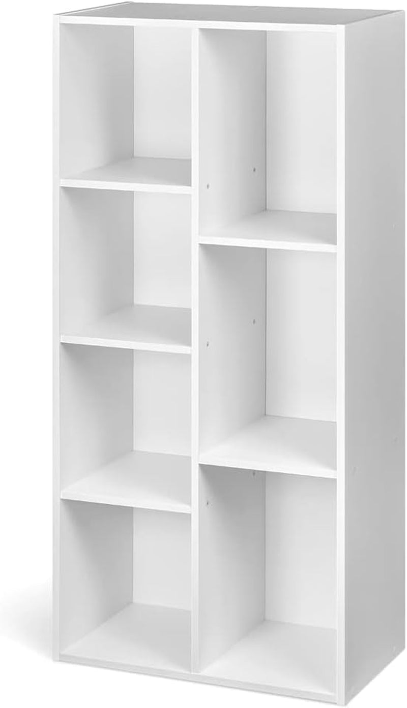 Amazon Basics 7 Cube Organizer Bookcase, White, 9.25 X 19.49 X 41.73 Inch