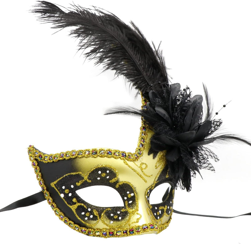 Coddsmz Women Feather Masquerade Mask Venetian Party Mask Mardi Gras Masks Princess Fancy Dress Mask Halloween Costume Mask