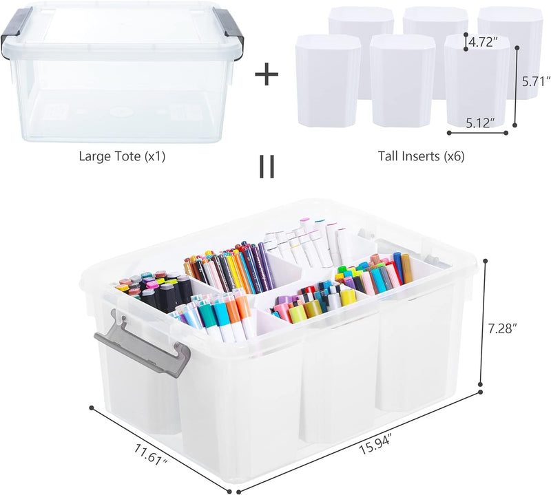 Citylife 17 QT Plastic Storage Bins Clear Storage Box with Lids Multipurpose Stackable Storage Containers for Organizing Tool, Craft, Crayon