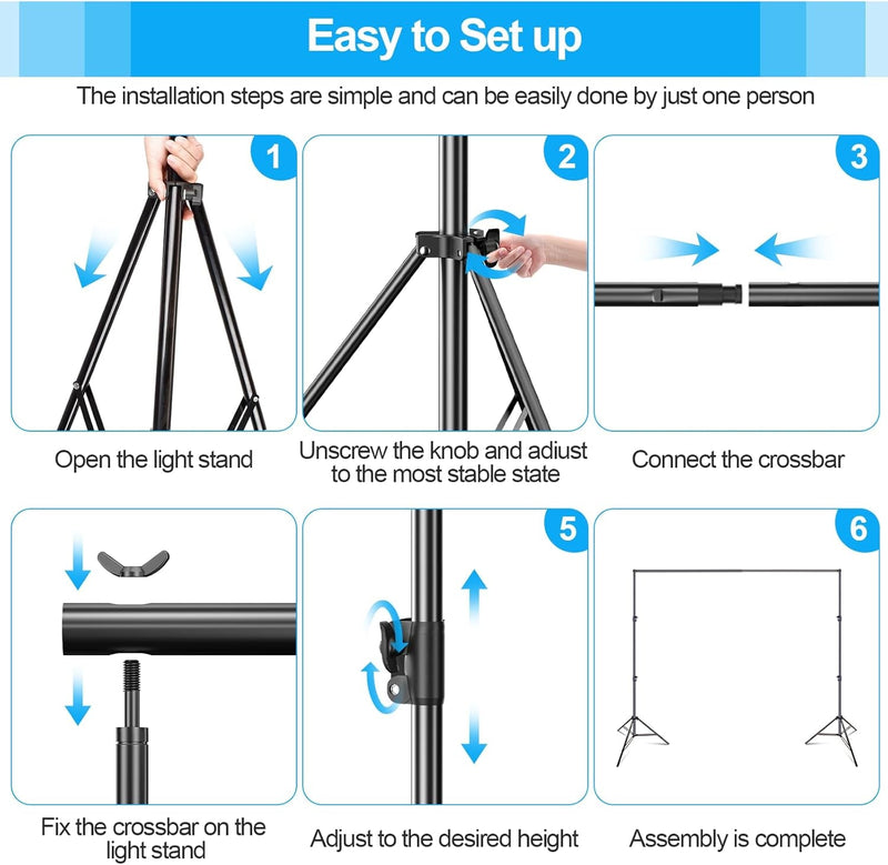 EMART Photo Video Studio Backdrop Stand, 10(H) X 12(W) Ft Heavy Duty Adjustable Photography Muslin Background Support System Kit