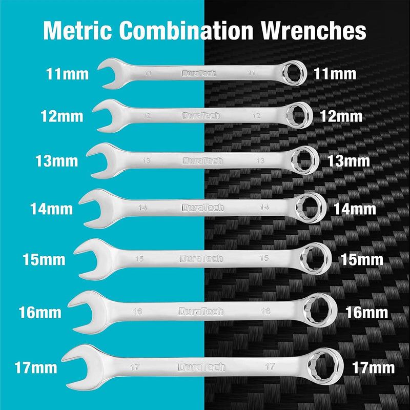 DURATECH 497-Piece Mechanics Tool Set, Include Sae/Metric Sockets, 90-Tooth Ratchet and Wrench Set in 3 Drawer Tool Box