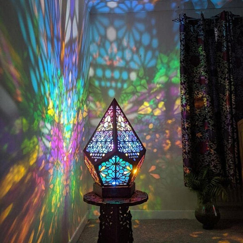 Bohemian Decorative Floor Lamp,Turkish Table Lamp Colorful Lights,Colorful 3D Prismatic Table Bedside Lamp for Party Holiday, Wedding, Night Light for Living Bedroom Room